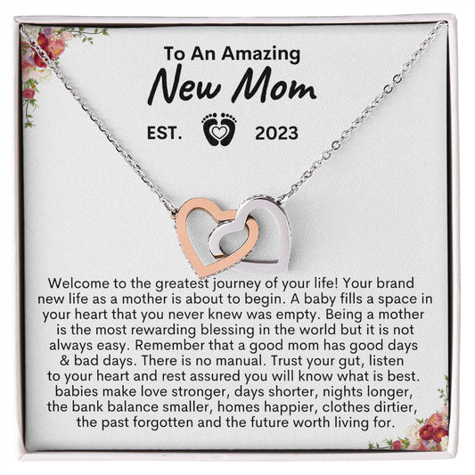 To An Amazing New Mom | Mother's Day Gift, Interlocking Hearts Necklace - New Mom
