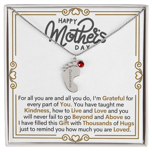 Happy Mother's Day Gift | Customize Baby Feet Necklace, Gift For Mom