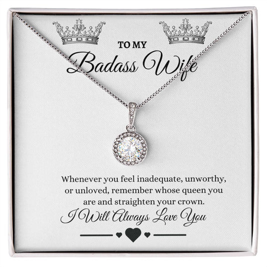 To My Badass Wife Necklace | Sterling Silver Gift For Birthday, anniversary, Soulmate