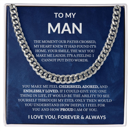To My Man Gift | Cuban Link Necklace For Boyfriend, Husband, Soulmate