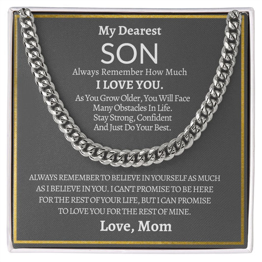 To My Dearest Son Necklace | Love, Mom Cuban Link