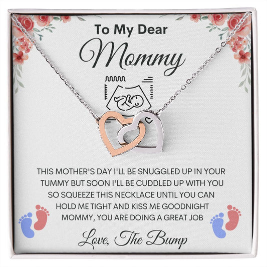 My Dear Mommy Gift | Interlocking Hearts Necklace - Gift For Mom, New Mom, Mother's Day Gift