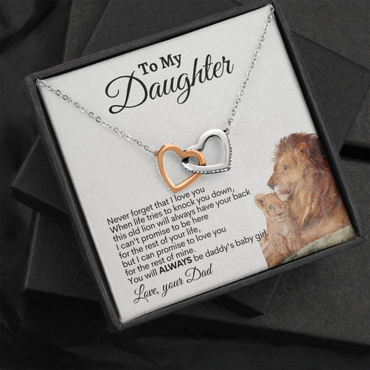 To My Daughter Interlocking Hearts | Gift From Dad, Women's Jewelry, Necklace For Daughter