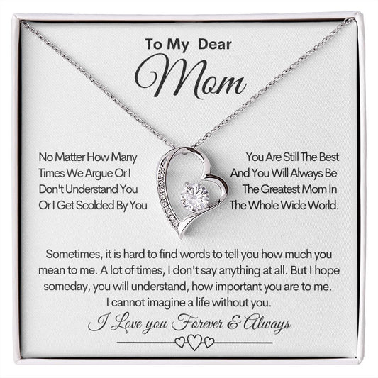 To My Dear Mom Gift | Gift For Mother's Day - I Love You Forever & Always, Necklace For Mom
